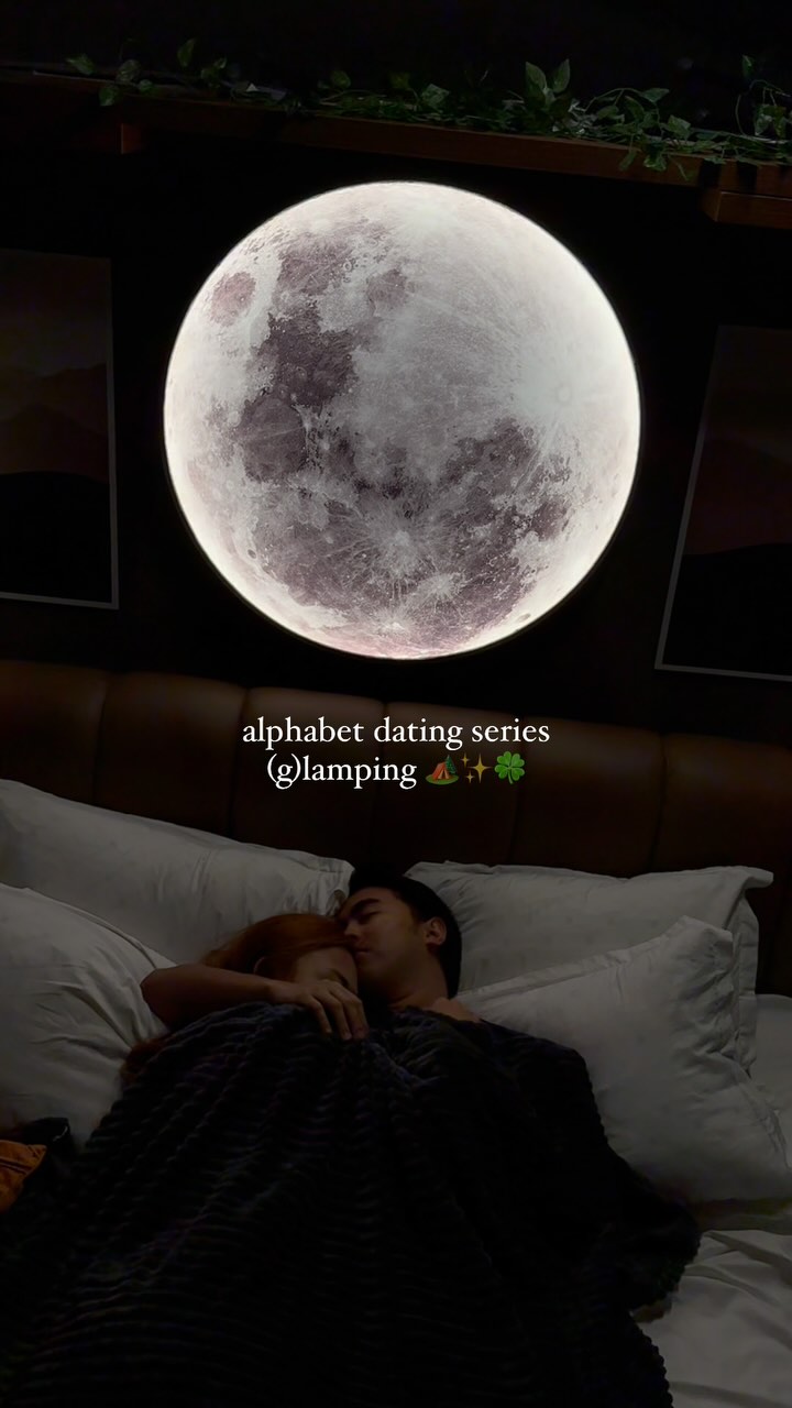 The Classic Dome interior at night — moon lamp glow
